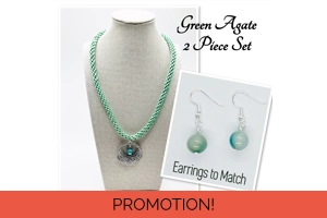 Green Agate Necklace and Ear..