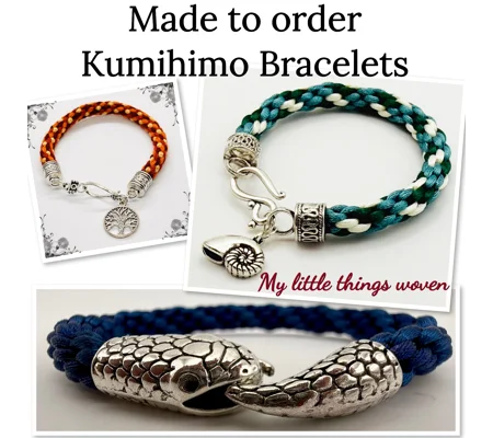 Made to order Kumihimo Bracelets, Any Size, Silver/Gold, Gift Wrapped.