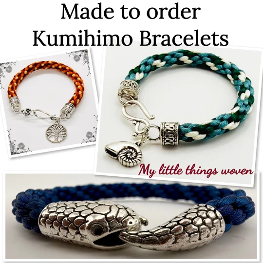 Made to order Kumihimo Bracelets, Any Size, Silver/Gold, Gift Wrapped.