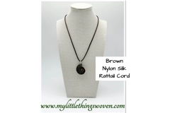 Ammonite Fossil Stone Pendant and Necklace, 18" long Brown Cord