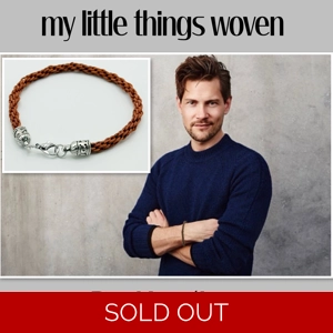 Men's Tan Real Leather Cord Woven Bracelet 8.5