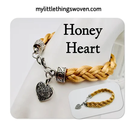 Heart Charm Pendant Charm Bracelet/Braided Cord - Honey - Beige/Silver