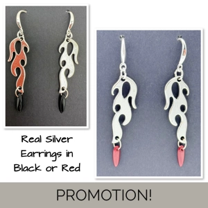 Real Silver Flame Dangle Dro..