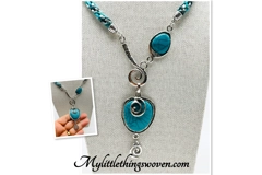 Turquoise Blue Necklace & Pendant + Bracelet + Earrings 3 piece set Handmade
