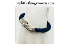 Men's Blue Two-Toned Kumihimo Silver Snake Bracelet