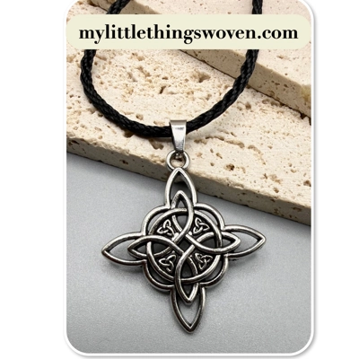 Witches Knot Pendant/Necklace, Silver - Black