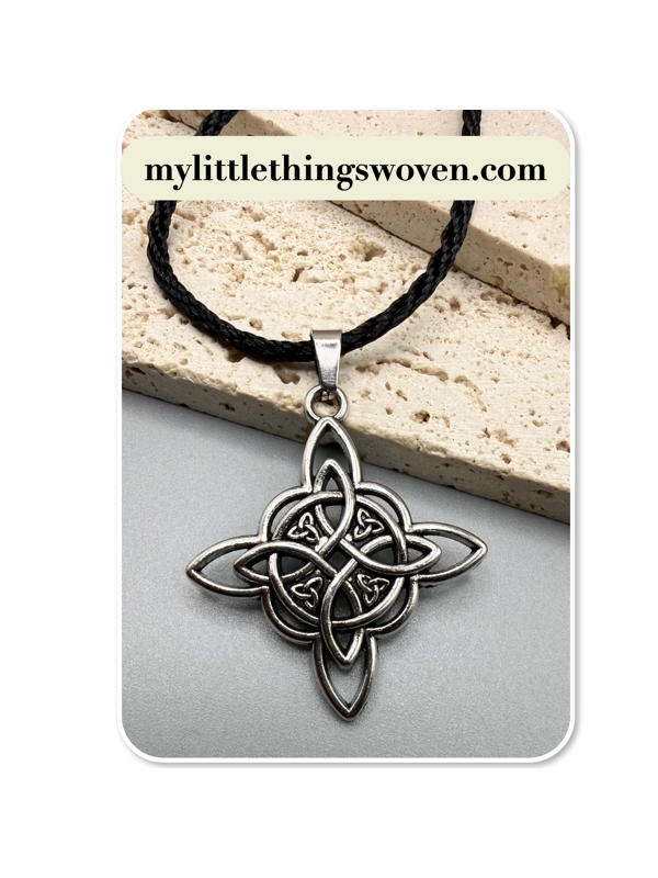 Witches Knot Pendant/Necklace, Silver - Black