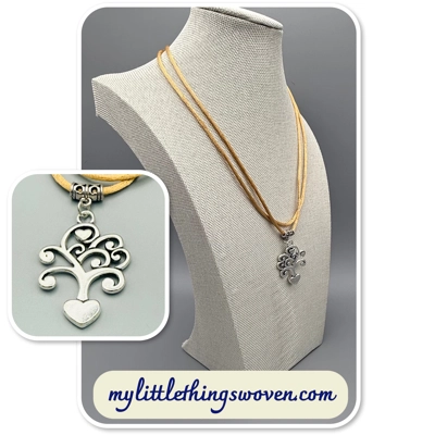 Tree of Hearts Silver Pendant & Cord Necklaces in a choice of colours