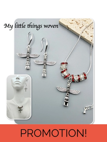 Silver & Red Mayan Totem Pole Jewellery Set - Sterling Silver