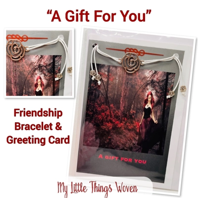 Friendship Bracelet And Gothic Greeting Card blank inside RED FOREST