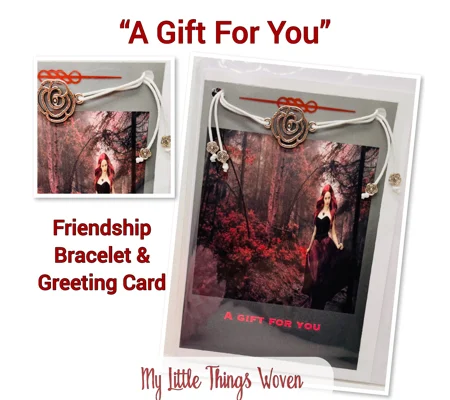 Friendship Bracelet And Gothic Greeting Card blank inside RED FOREST