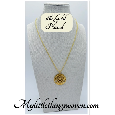Tree of life with pentagram & moons pendant and necklace 18k gold plated
