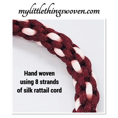 Red Kumihimo Braided Bracelet And Medallion Charms, Rose Gold