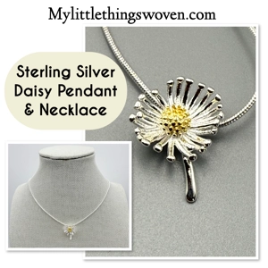 Sterling Silver Daisy Pendant and Necklace, Adjustable