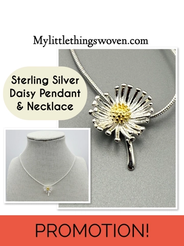 Sterling Silver Daisy Pendant and Necklace, Adjustable
