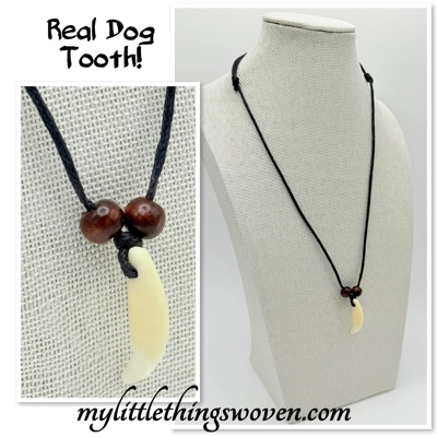 Men's Real Tooth Fang Wolf Pendant Necklace Adjustable length