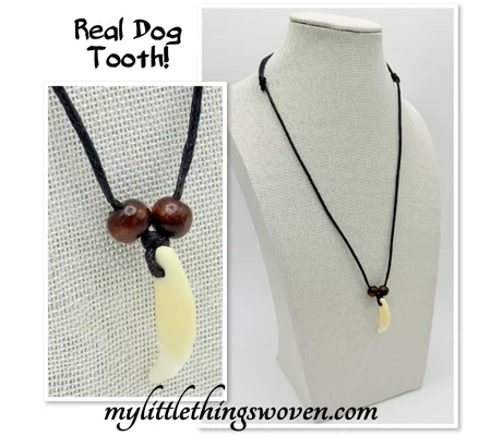 Men's Real Tooth Fang Wolf Pendant Necklace Adjustable length