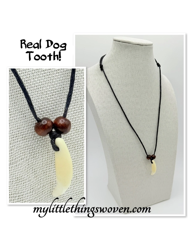 Men's Real Tooth Fang Wolf Pendant Necklace Adjustable length