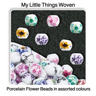 Floral & Butterfly Beaded Charm Bracelet Kit, Porcelain