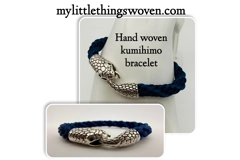 Men's Blue Two-Toned Kumihimo Silver Snake Bracelet