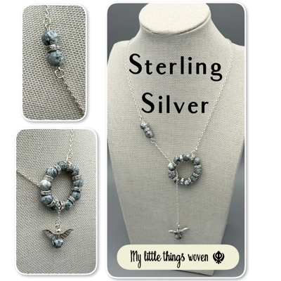 Light Steel/Grey Asymmetrical Necklace/Pendant - Sterling Silver