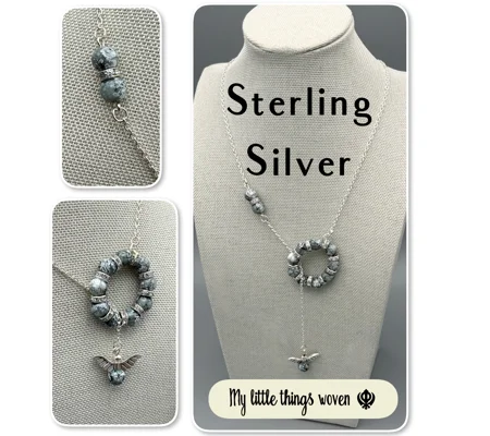 Light Steel/Grey Asymmetrical Necklace/Pendant - Sterling Silver
