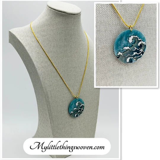 The Great Wave Off Kanagawa Necklace & Pendant in Sterling Silver or 18k Gold Plated