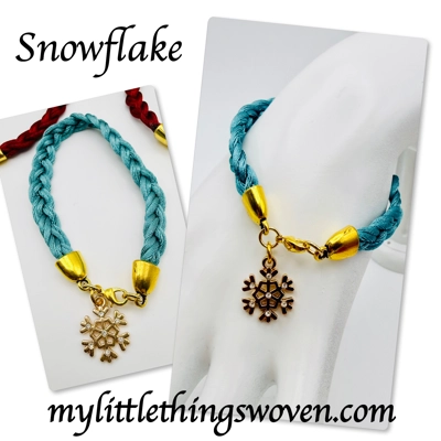 Colourful Christmas Charm Bracelets,Woven Braid,Gold Coloured