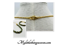 Blue And Gold Spiral Pattern Gold Braided Kumihimo Necklace & Bracelet 2 piece set