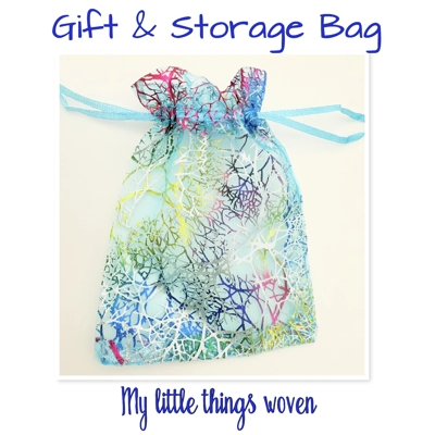 Small Cloth Gift Storage Bag Multicoloured Tree Pattern Voile Pouch
