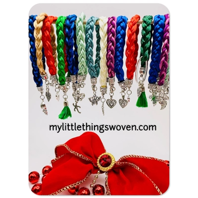 Blue Two-toned Braided Bracelet with Silver Charms,Ocean-theme