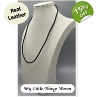 Men's Black Real Leather Braided Cord ..