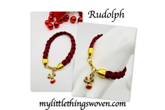 Colourful Christmas Charm Bracelets,Woven Braid,Gold Coloured