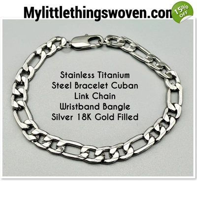 Men's Stainless Steel Titanium Bracelet Cuban Link Chain Wristband Bangle Silver 18K Gold Filled