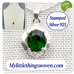 Faux Emerald Pendant & Neckl..