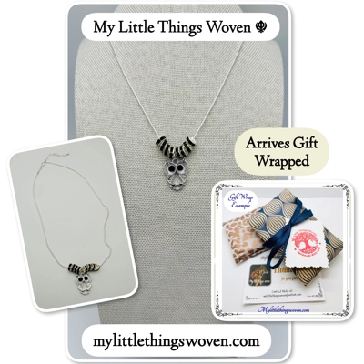 Sterling Silver Owl Pendant & Necklace, Snake Chain Sterling Silver Owl Pendant & Necklace, Snake Chain