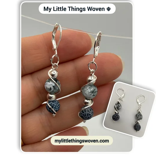 Silver 925 Planet-theme Jewellery Set, Steel Grey, Handmade
