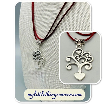 Tree of Hearts Silver Pendant & Cord Necklaces in a choice of colours