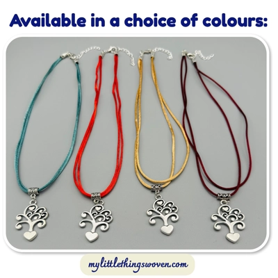 Tree of Hearts Silver Pendant & Cord Necklaces in a choice of colours