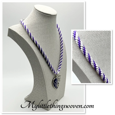 Purple Heart Pendant & Necklace & Bracelet Gift 2 Piece Set Silver, Cord New