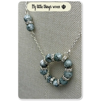 Light Steel/Grey Asymmetrical Necklace/Pendant - Sterling Silver