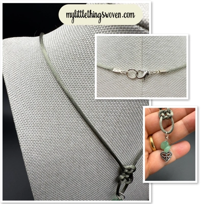 Double Celtic Knot Green Aventurine Pendant & Necklace, Heart Charm, Handmade Double Celtic Knot Green Aventurine Pendant & Necklace, Heart Charm, Handmade