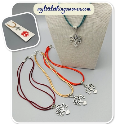 Tree of Hearts Silver Pendant & Cord Necklaces in a choice of colours