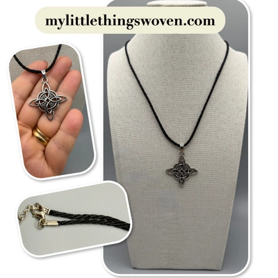 Witches Knot Pendant/Necklace, Silver - Black Witches Knot Pendant/Necklace, Silver - Black