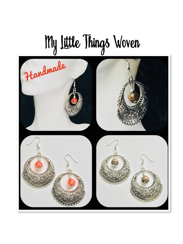 Large Hoop Silver Fashion Boho Dangle Earrings