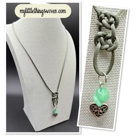 Double Celtic Knot Green Aventurine Pendant & Necklace, Heart Charm, Handmade