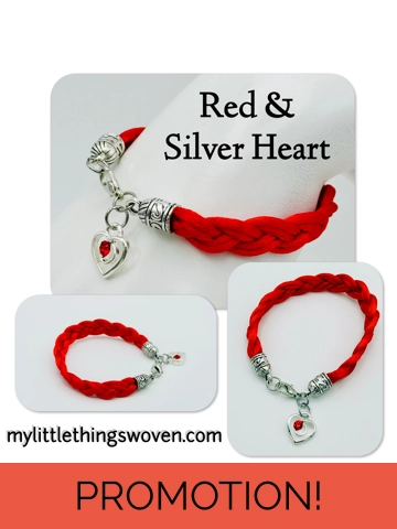 Red Braided Cord Bracelet with Silver Heart Charm