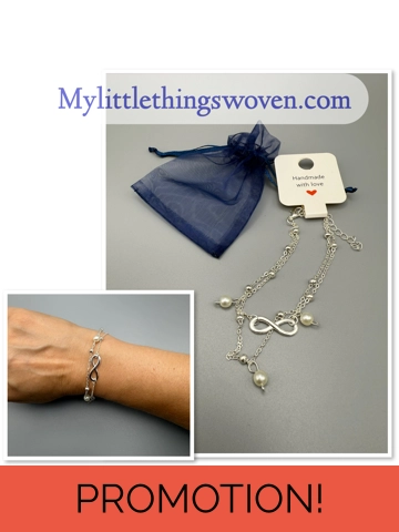 Eternity Faux Pearl Silver Tone Bracelet, Adjustable length