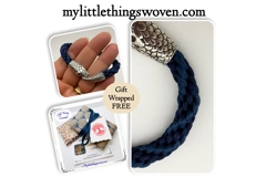 Men's Blue Two-Toned Kumihimo Silver Snake Bracelet