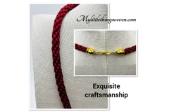 Horse Head Pendant Necklace And Bracelet, Red  2 piece set Gold Plated